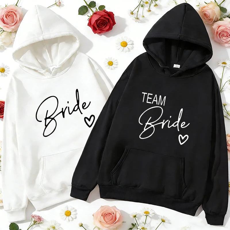 Team Bride Matching Hoodies Women Soft Casual Bridesmaid Bachelorette Party Gift Hooded Sweatshirts Wedding Group Outfits Tops