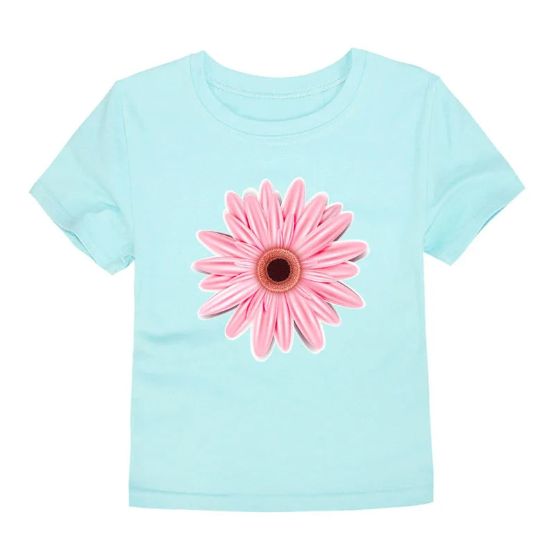 Girls Clothes 2 to 3 4 5 6 7 8 9 10 11 12 13 14 Years 100% Cotton 2024 Summer T Shirts Yellow Butterfly Floral Tee Shirt Tops