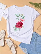 Graphic T-shirt Women Top Lady Female Shirt Tee Flower Carto Women Clothes Aesthetic Clothes Tops