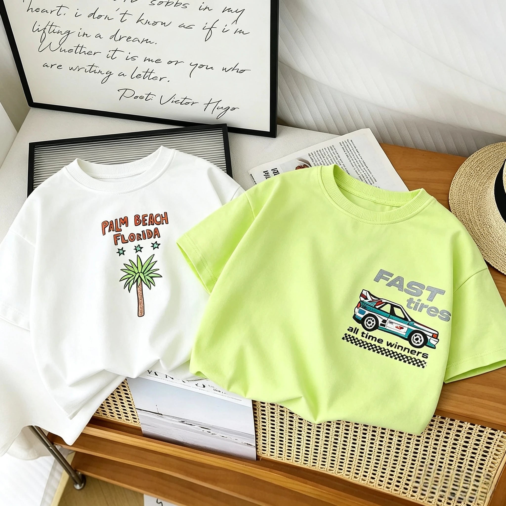 Toddler Fast Tires Race Car Print Double Sided T Shirt Boys Girls Cotton Short Sleeve Tee Trendy Racing Graphic Casual Kids Tops
