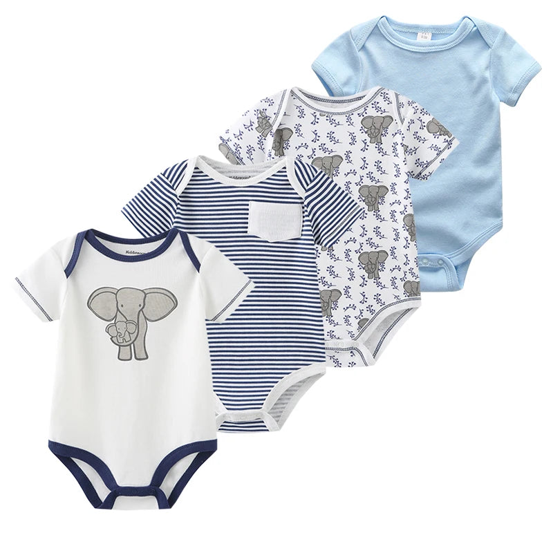 4Pieces Cotton Newborn Bodysuit Print Baby Girl Clothes 0-12M Cartoon Baby Boy Clothes Summer Short Sleeve Romper Bebes