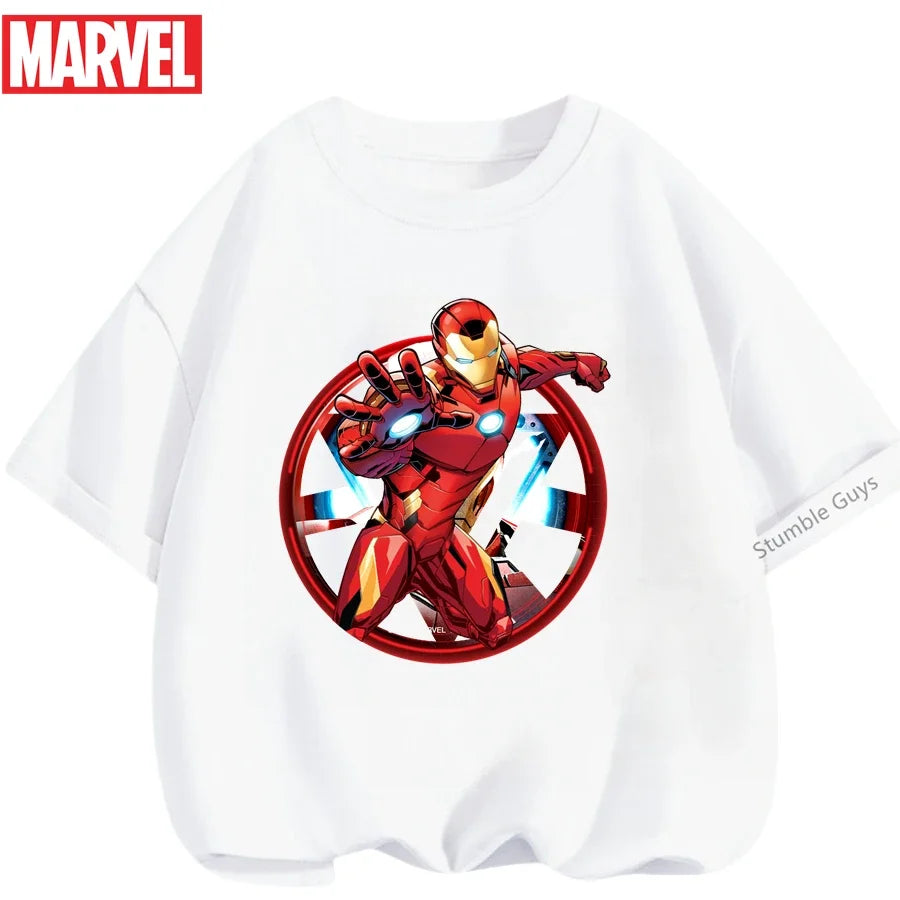 Kids Marvel Iron Man Avengers T-Shirt Boys Girls Summer Casual Tees 2026 New Anime Clothes