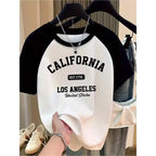 Women's California Graphic T-Shirt with Heart Design EST 1776 LOS ANGELES United States Print Casual T Shirt Graphic Y2k tshirt