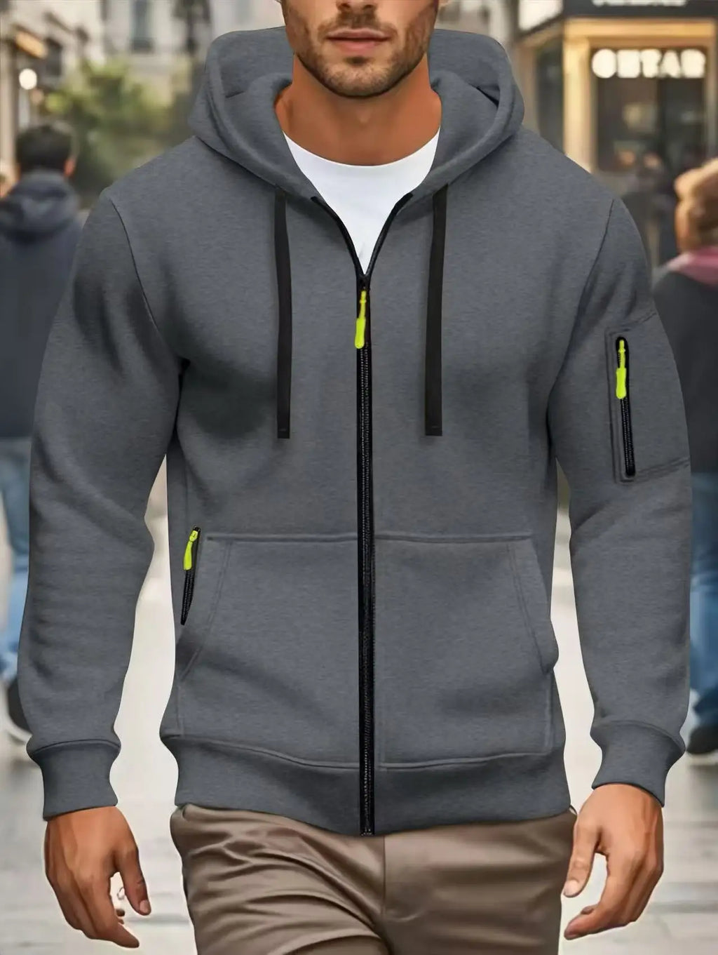 Men autumn and winter New Hoodies Long Sleeve Sweatshirt pocket Zipper Design Hooded Sweatshirt  Men Sportswear Casual Jacket