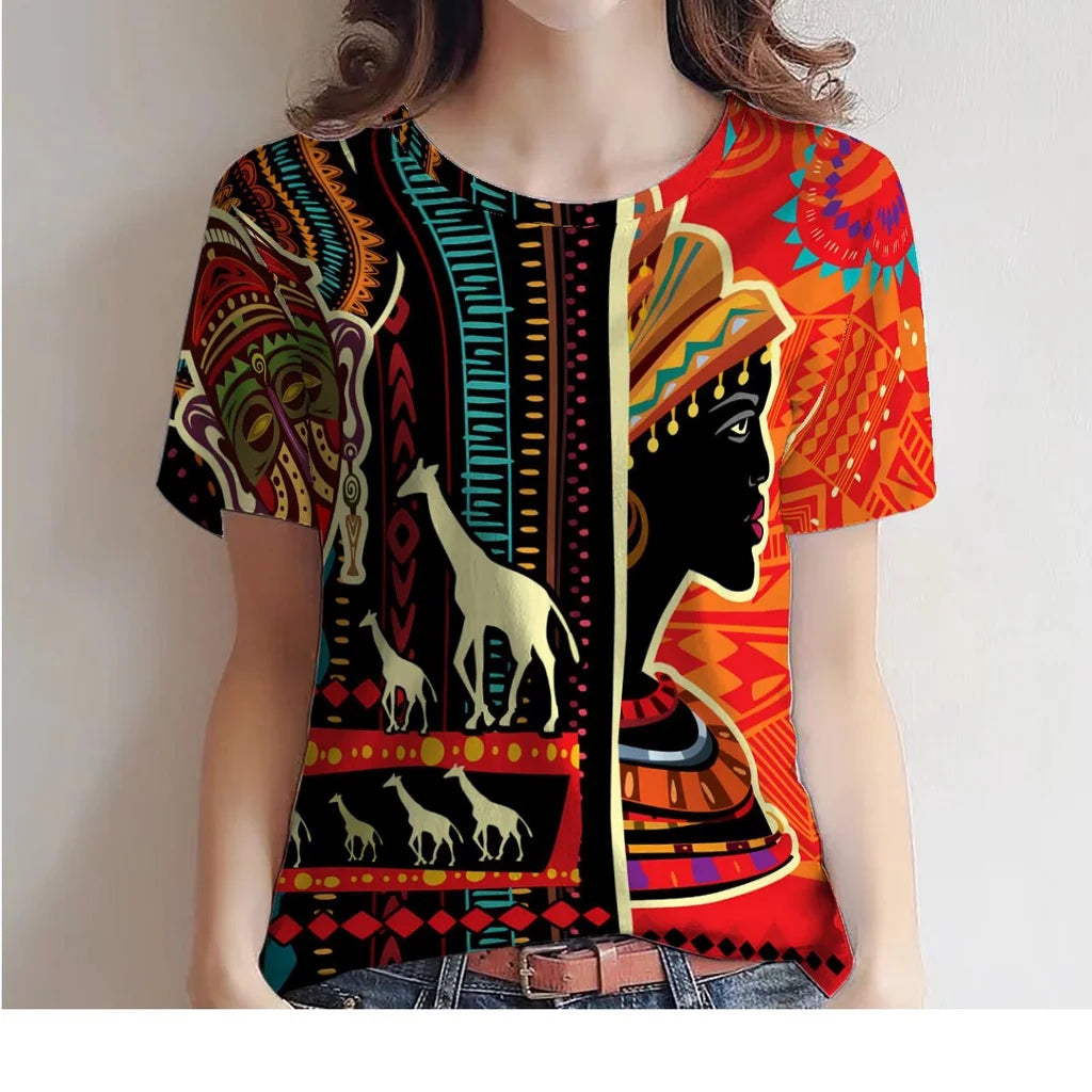 Women's T-Shirt for Women Summer Short Sleeve Loose Casual Flower Printed Top Indian Pattern Pullover T Shirts for Girls Sweater