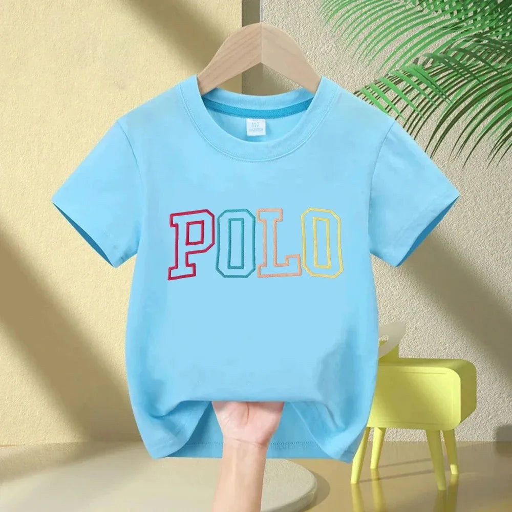 2026 Summer Kids Korean Style Simple 100% Cotton T Shirt for Children Trendy Letter Printed Tees Girls Daily Casual Sweatshirts