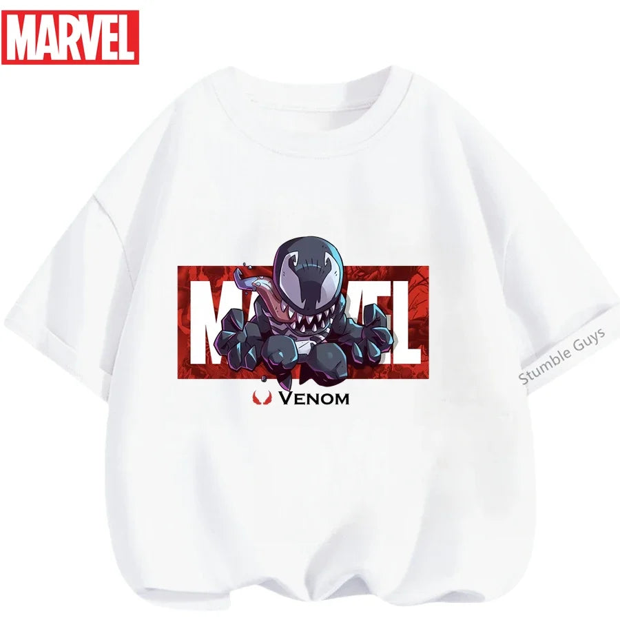 Summer Boys Girls Hulk T-Shirt 3-14 Years Marvel Super Hero Kids Spiderman Breathable Short Sleeve Avengers Soft Tee