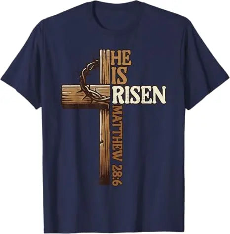 Easter Cross He Is Risen Jesus Christian Men Women T-Shirt Christian Cross Bible John 3:16 Reflection 0L3Q48 Saying Tee Novelty