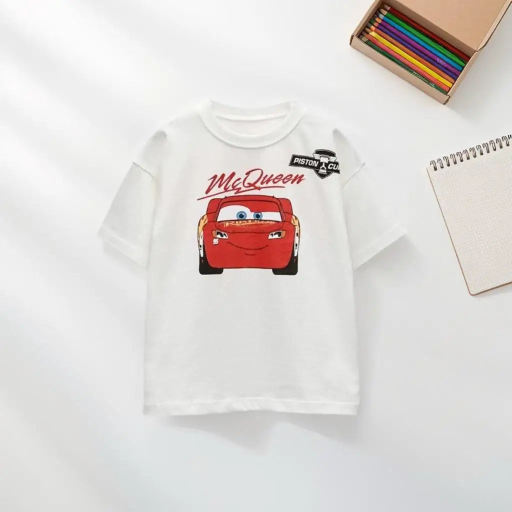 Cartoon Car Pattern Kids Tshirt Summer Clothing Fashion Versatile Boys Short Sleeve Tops Tees Children's Wear Casual T-shirts