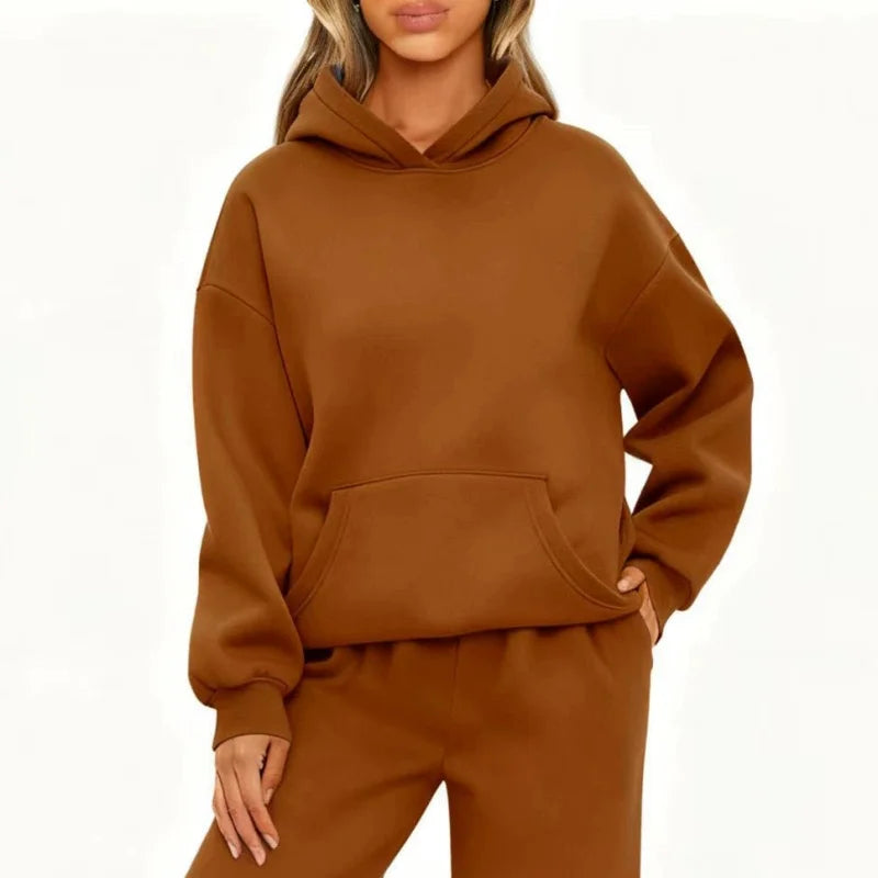Autumn Winter Casual Sports hoodie Sweatshirt Solid-color long-sleeve Women's Fashion Loose hoodie Women's tops pullover