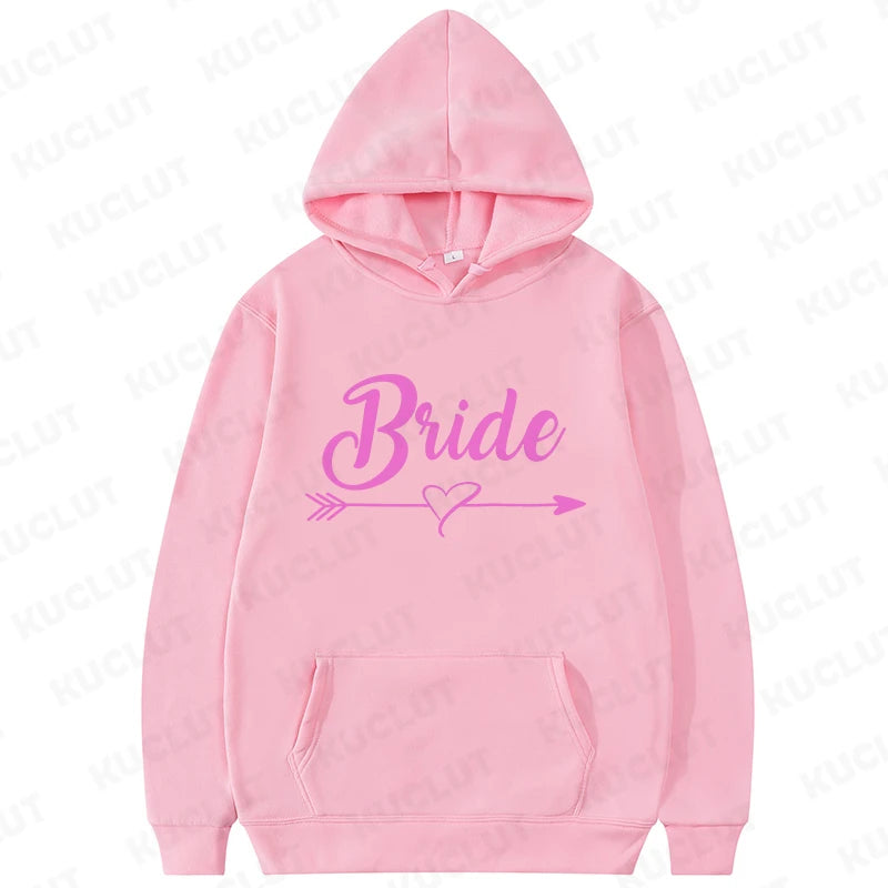 Team Bride Squad Hoodies,  Arrow Heart Graphic Sweatshirts, Women's Casual Hooded Tops for Bridal Wedding & Bachelorette Party