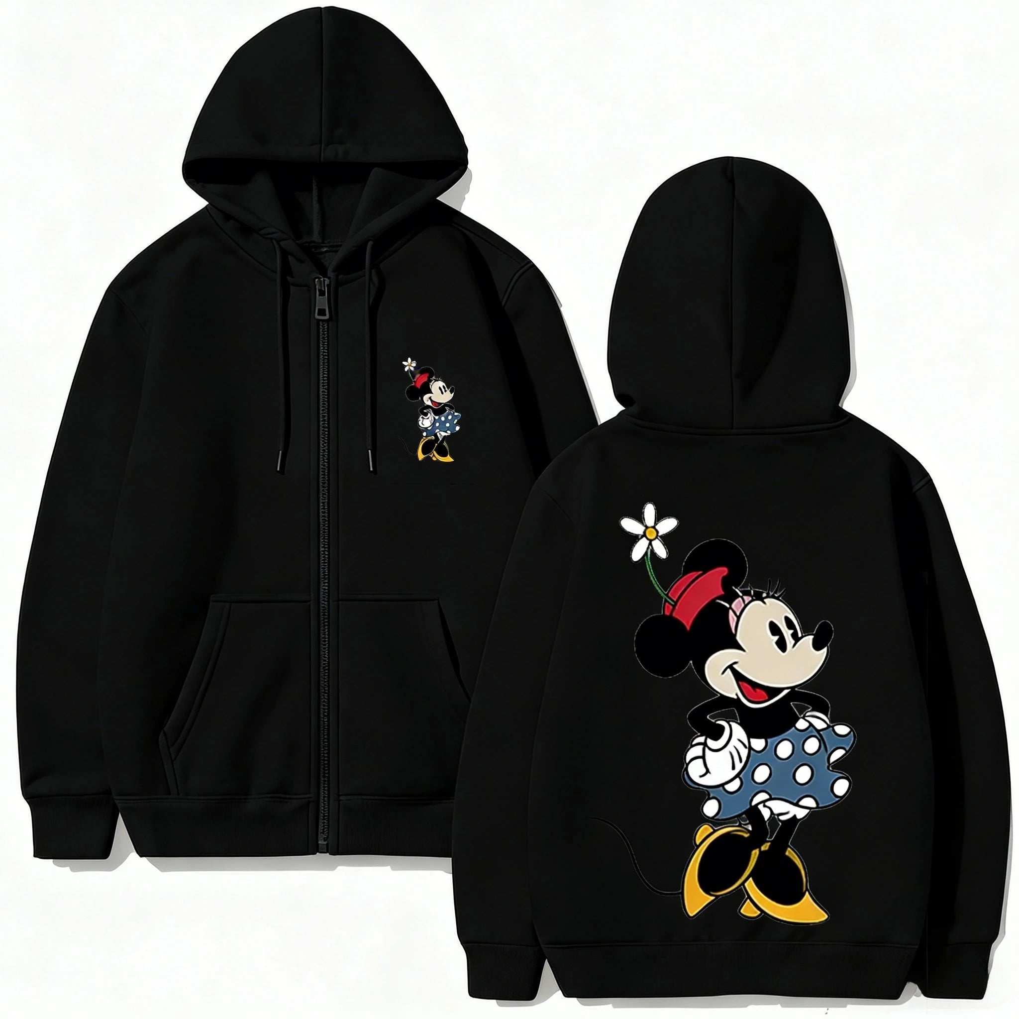Disney Mickey Minnie Couple Hoodie Zip Up Graphic Print Sweatshirt Cartoon Jacket Casual Tops Streetwear 2026 Spring Autumn Y2k