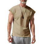 Amazon cross-border American summer new vest men's loose youth casual solid color thin shoulder T-shirt for men