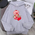 Cartoon Strawberry Women Hoodies Strawberry shortcake Hoodies Tops Long Sleeve Pockets Fashion Hooded Sweatshirts