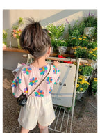1pcs Summer Kids Flower Print Tops Clothes Girls Korean Style Shirt Children Short Sleeve T-shirts Child Casual Comfort T Shirs