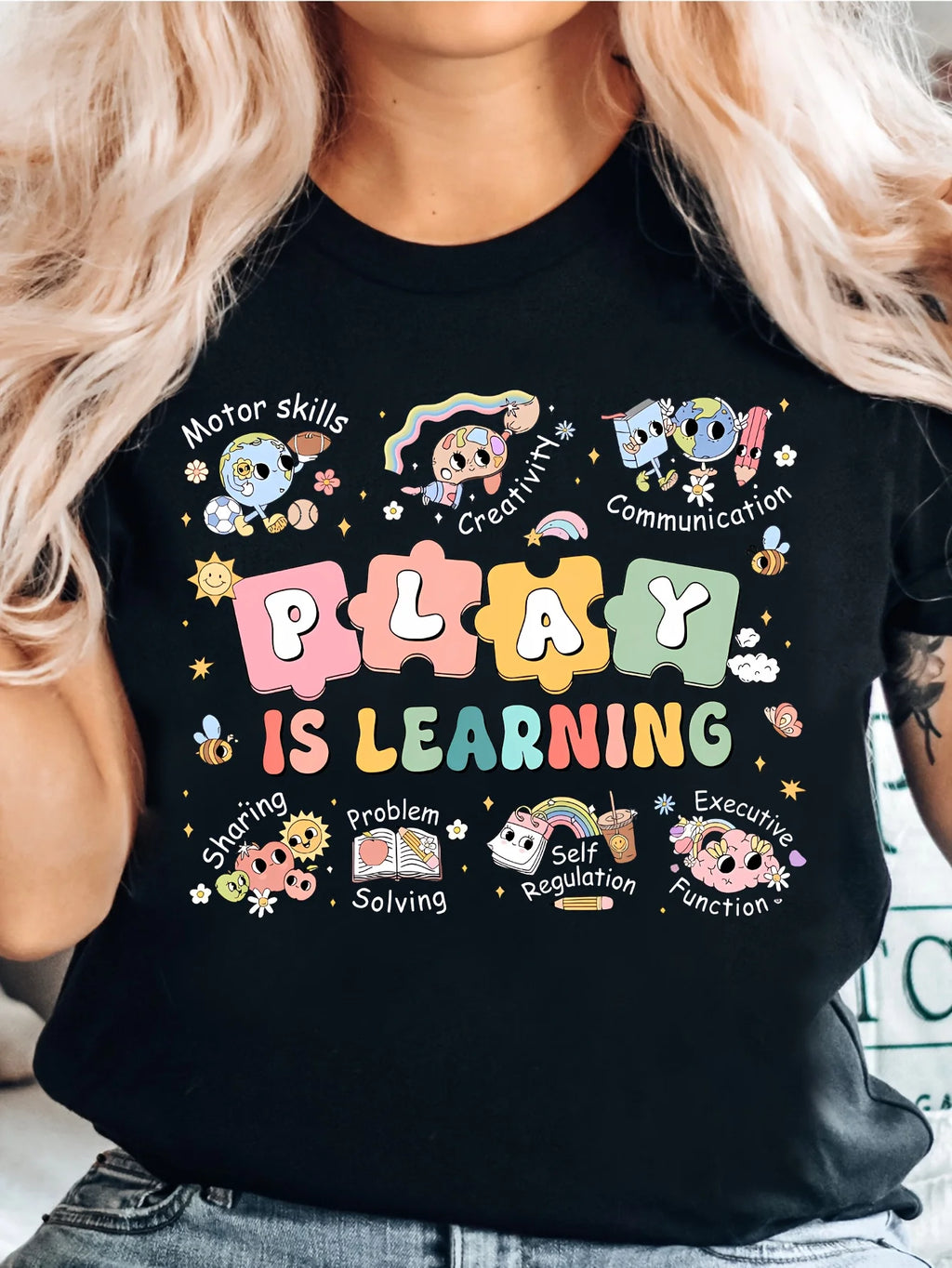 Spring and summer letter printed round neck T-shirt, casual short sleeved top, plus size women's clothing