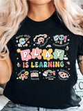 Spring and summer letter printed round neck T-shirt, casual short sleeved top, plus size women's clothing