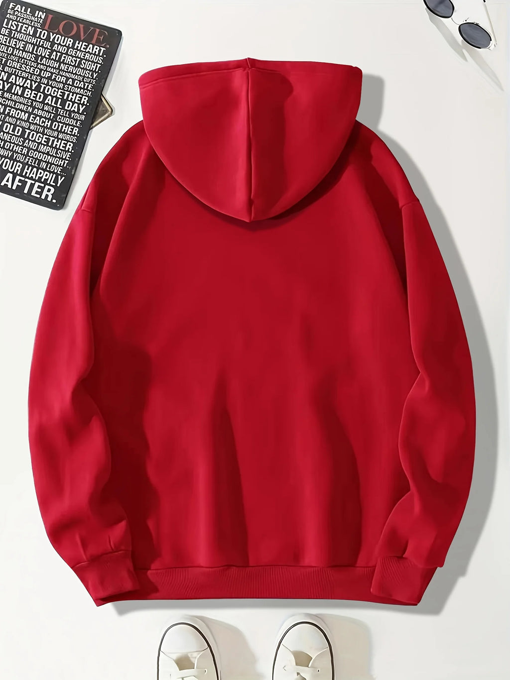 Men's autumn and winter casual fashion loose American flag graphic print long sleeved hooded sweatshirt warm pullover