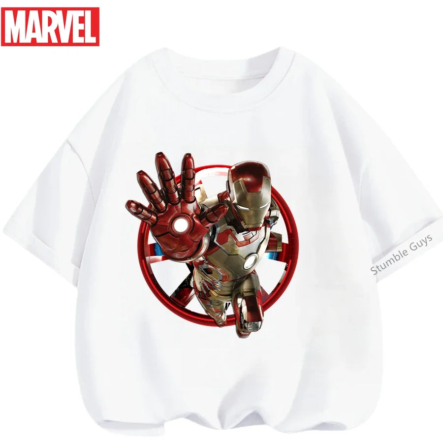 Kids Marvel Iron Man Avengers T-Shirt Boys Girls Summer Casual Tees 2026 New Anime Clothes
