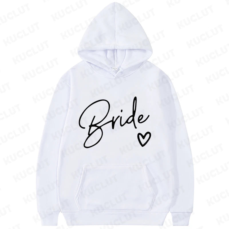 Team Bride Matching Hoodies Women Soft Casual Bridesmaid Bachelorette Party Gift Hooded Sweatshirts Wedding Group Outfits Tops