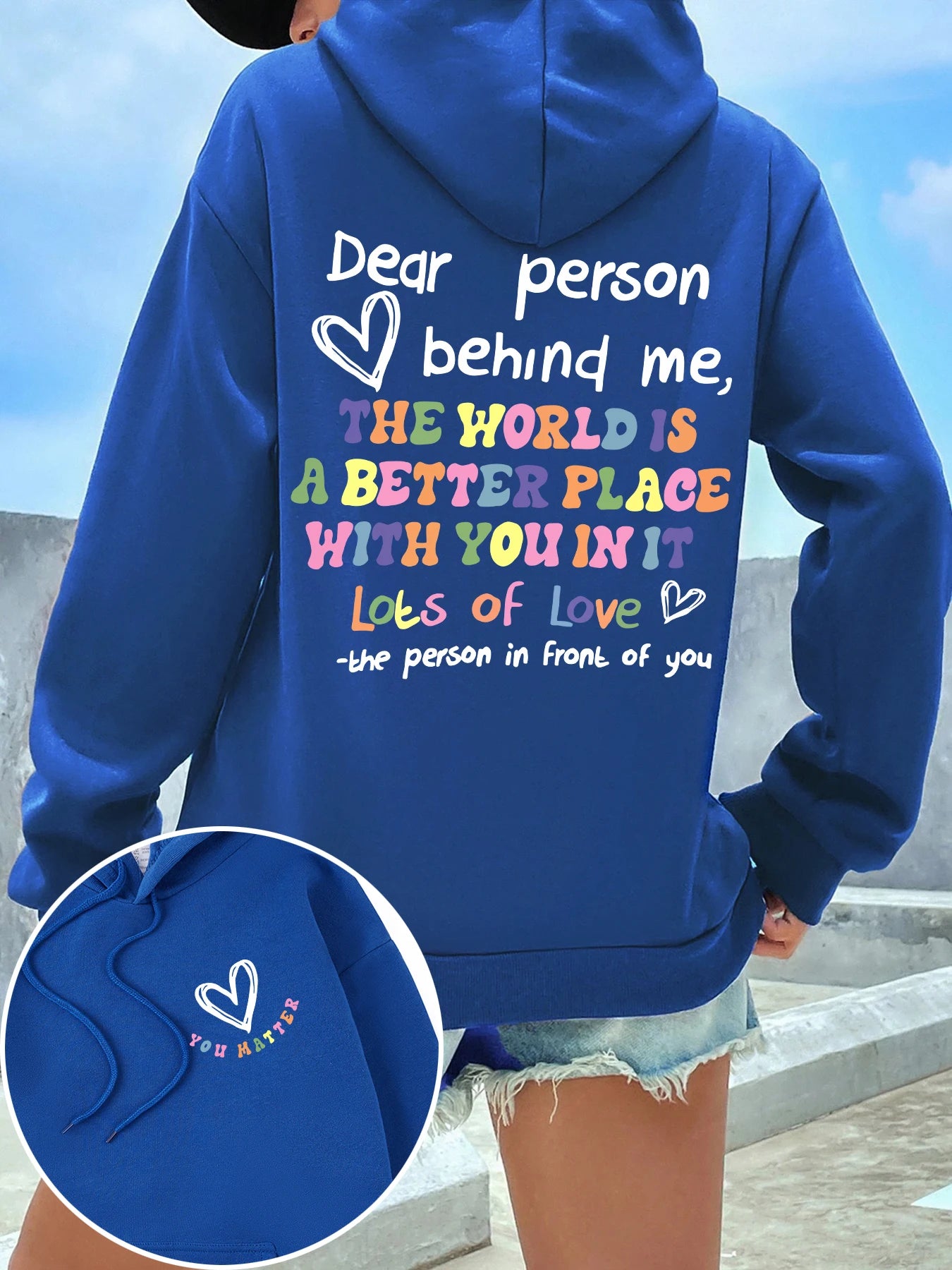 Dear Person Behind Me Plus Size Hoodie Women Colored Letters Warm Fleece Hoody Fur-liner Spring Autumn Sweatshirt Y2K Casual Top
