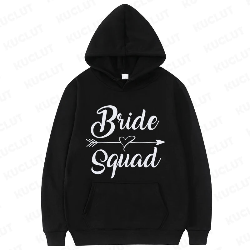 Team Bride Squad Hoodies,  Arrow Heart Graphic Sweatshirts, Women's Casual Hooded Tops for Bridal Wedding & Bachelorette Party