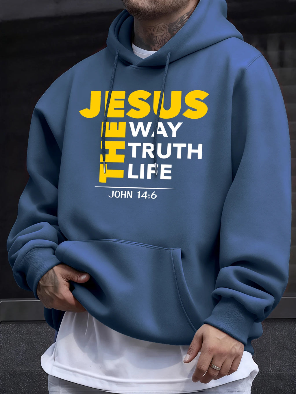 Jesus The Way Truth Life Prints Men On Clearance Sale Spring Hoodies Pocket Fleece Soft Clothes All-Match Casual Long Sleeve