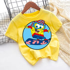 Cute SpongeBobs T-shirt Kids Anime Round Role Boys Girl Toddler Cotton Streetwear Tees Casual Short Sleeve Childern Clothes Tops