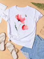 Graphic T-shirt Women Top Lady Female Shirt Tee Flower Carto Women Clothes Aesthetic Clothes Tops