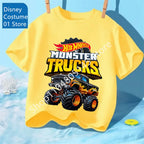 Summer Kids T Shirt Hot Wheels T-shirt Boys Girls Short Sleeve Tops Cartoon Cars Graphic Trucks Print T-shirt Children Clothing