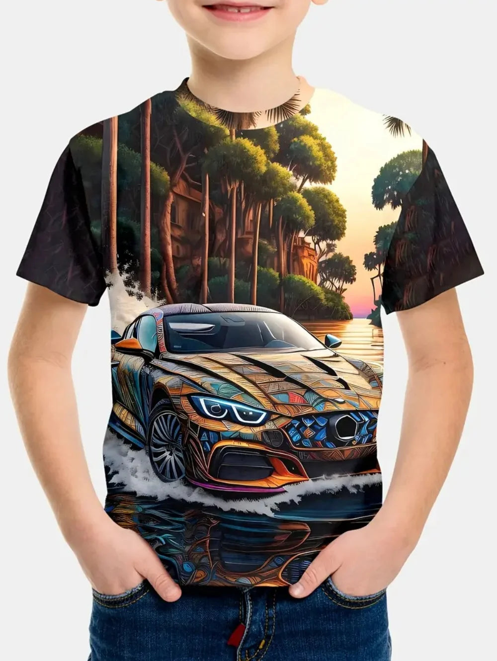 Racing Cars Graphic Printe T Shirts Boys Girls Gift Kids Short Sleeve Tops for Children Clothes from 2 to 8 Years Boys T-Shirts