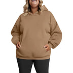 Plus Size Hooded Sweatshirt for Women Fall Fashion Casual Solid Color Pocket Hoodies Women's Clothing Street Hip Hop Hoody