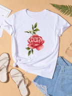 Graphic T-shirt Women Top Lady Female Shirt Tee Flower Carto Women Clothes Aesthetic Clothes Tops