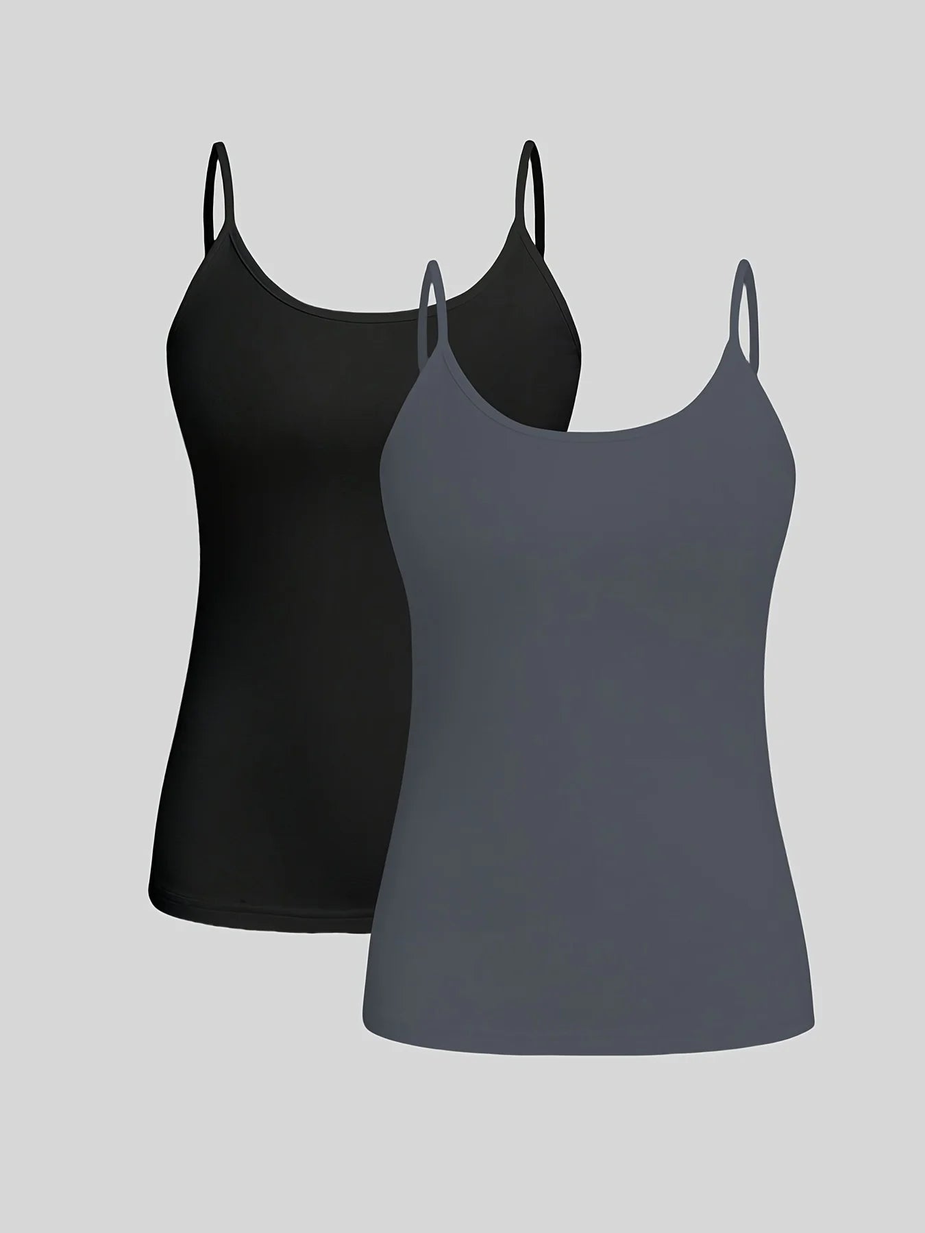 Plus Size Women's 2 Piece Solid Color Spaghetti Strap Tank Top Set Sleeveless Cami Tops