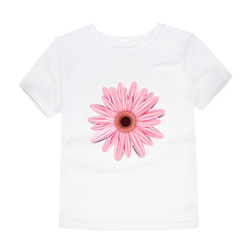 Girls Clothes 2 to 3 4 5 6 7 8 9 10 11 12 13 14 Years 100% Cotton 2024 Summer T Shirts Yellow Butterfly Floral Tee Shirt Tops