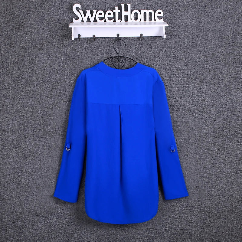 Plus Size Blouse Clothing Women Long Sleeve Shirt Chiffon Blouse Ladies Top