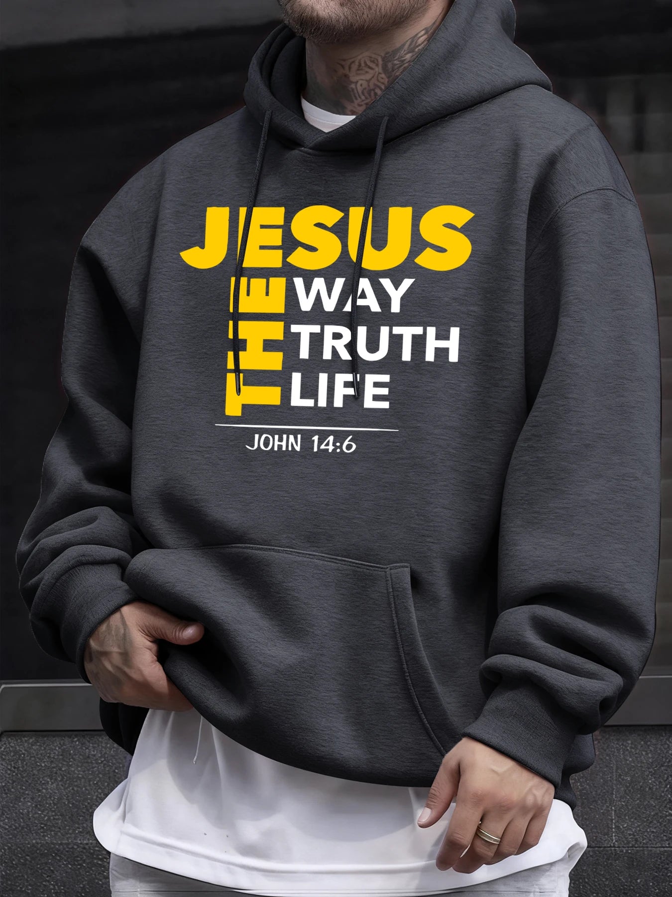 Jesus The Way Truth Life Prints Men On Clearance Sale Spring Hoodies Pocket Fleece Soft Clothes All-Match Casual Long Sleeve