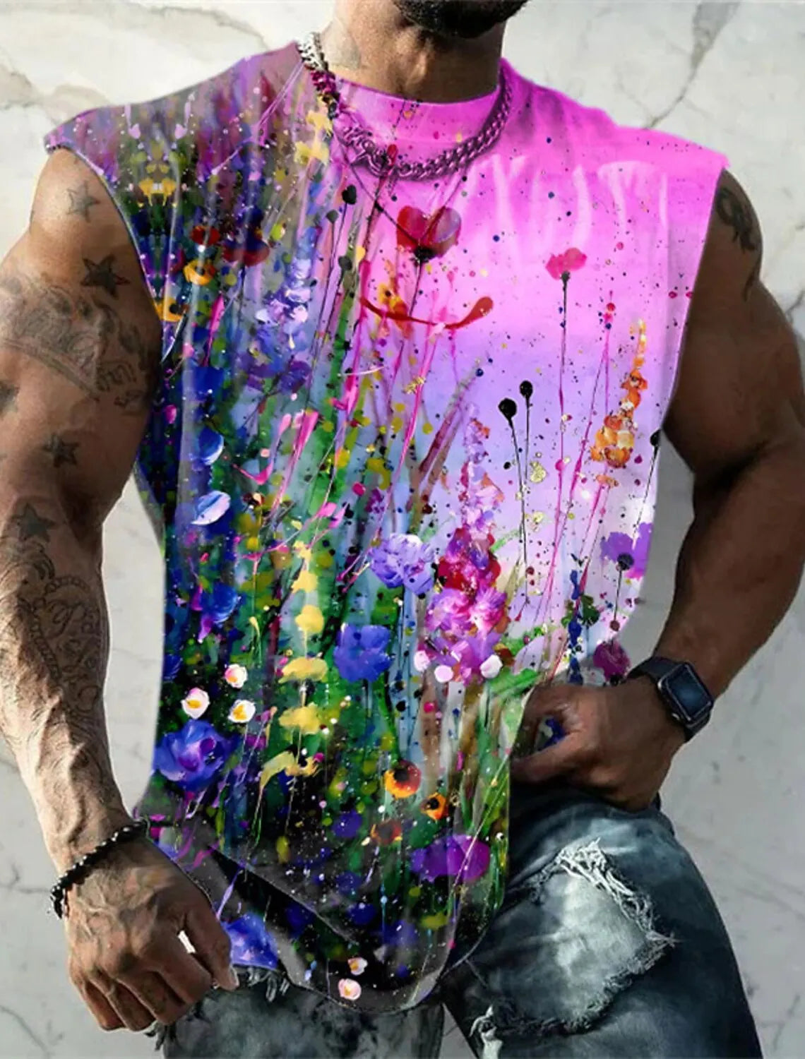 Men's Tank Top Sleeveless T-Shirt Pattern Print Summer Sports Running Gym Designer Casual Muscle Sleeveless Clothing 3D Printed