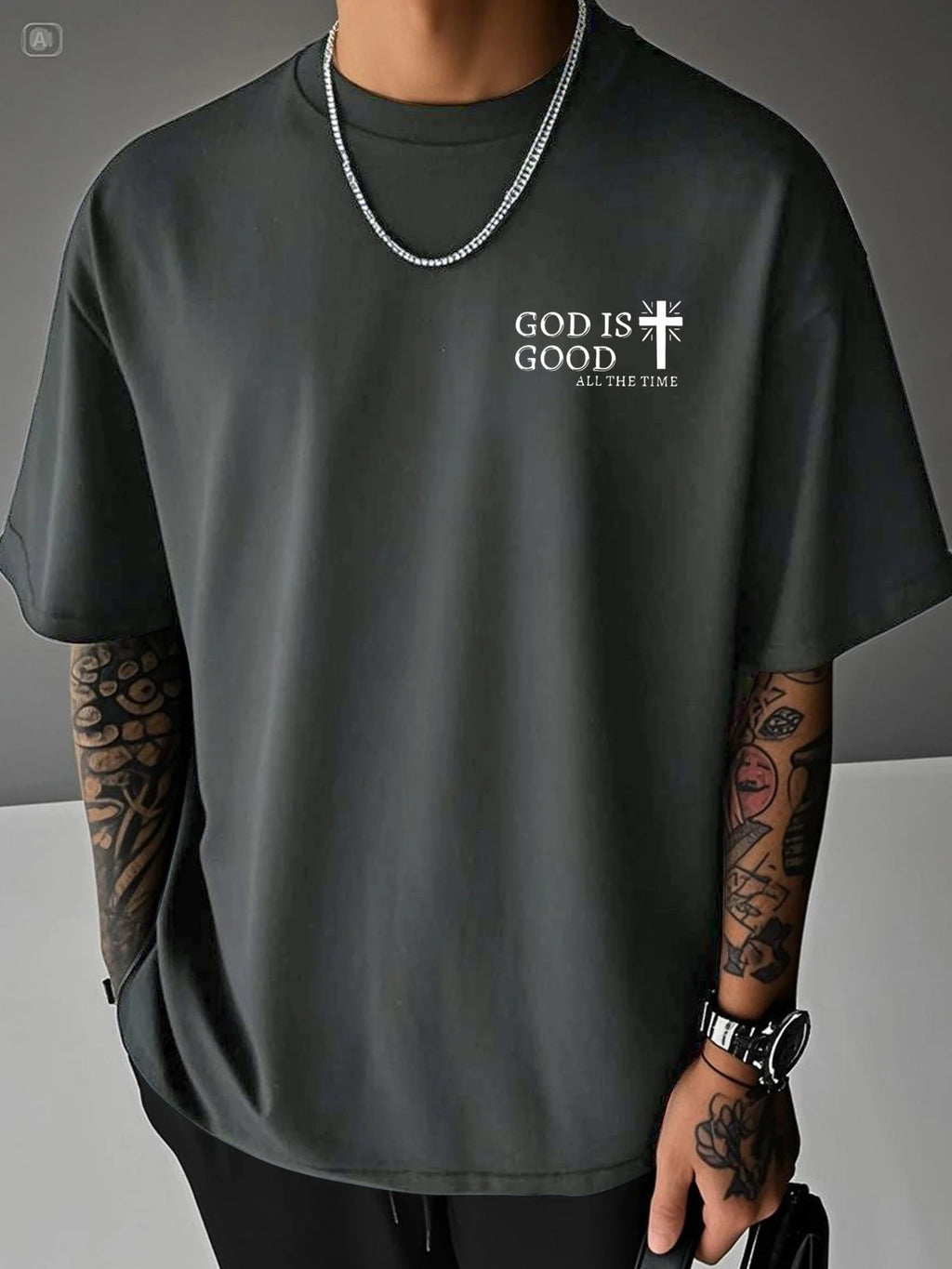 Men's Summer 100% Cotton Casual God is a Good Faith Double sided Printed Loose Sport Round Neck Short Sleeve T-shirt Versatile T