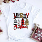 Women Tshirts Merry Christmas Tree Print Red Top Femal New Clothing Short Sleeve 90s Girls Lucky Deer T-shirts Aesthetic Clothes