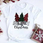 Women Tshirts Merry Christmas Tree Print Red Top Femal New Clothing Short Sleeve 90s Girls Lucky Deer T-shirts Aesthetic Clothes