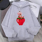 Cartoon Strawberry Women Hoodies Strawberry shortcake Hoodies Tops Long Sleeve Pockets Fashion Hooded Sweatshirts