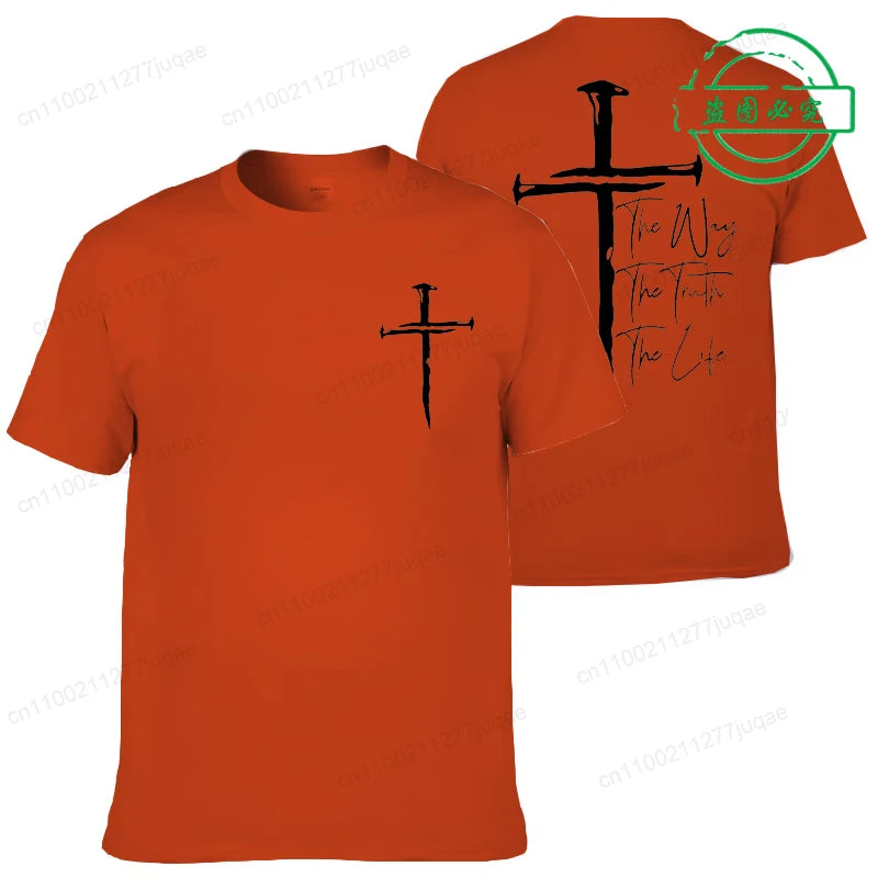 New Summer Men's T-Shirt Clothing Jesus Cross Vintage Printed Tees for Men Women Oversized Tops Christian Faith Shirt Clothing