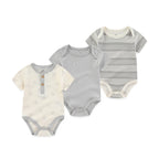 Unisex Cotton Newborn Baby Boy Clothes 3Pieces Summer 0-12M Cartoon Baby Girl Clothes Print Bodysuits Short Sleeve Bebes