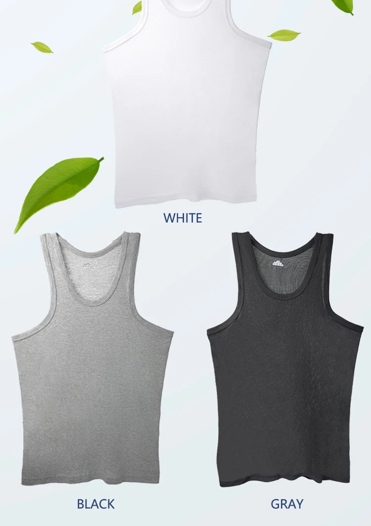 1pcs Pure Cotton Men Four Seasons Vest Teenagers Simple Fit Sports Fitness T-shirt Middle-aged Casual Sleeveless Tops L-4XL