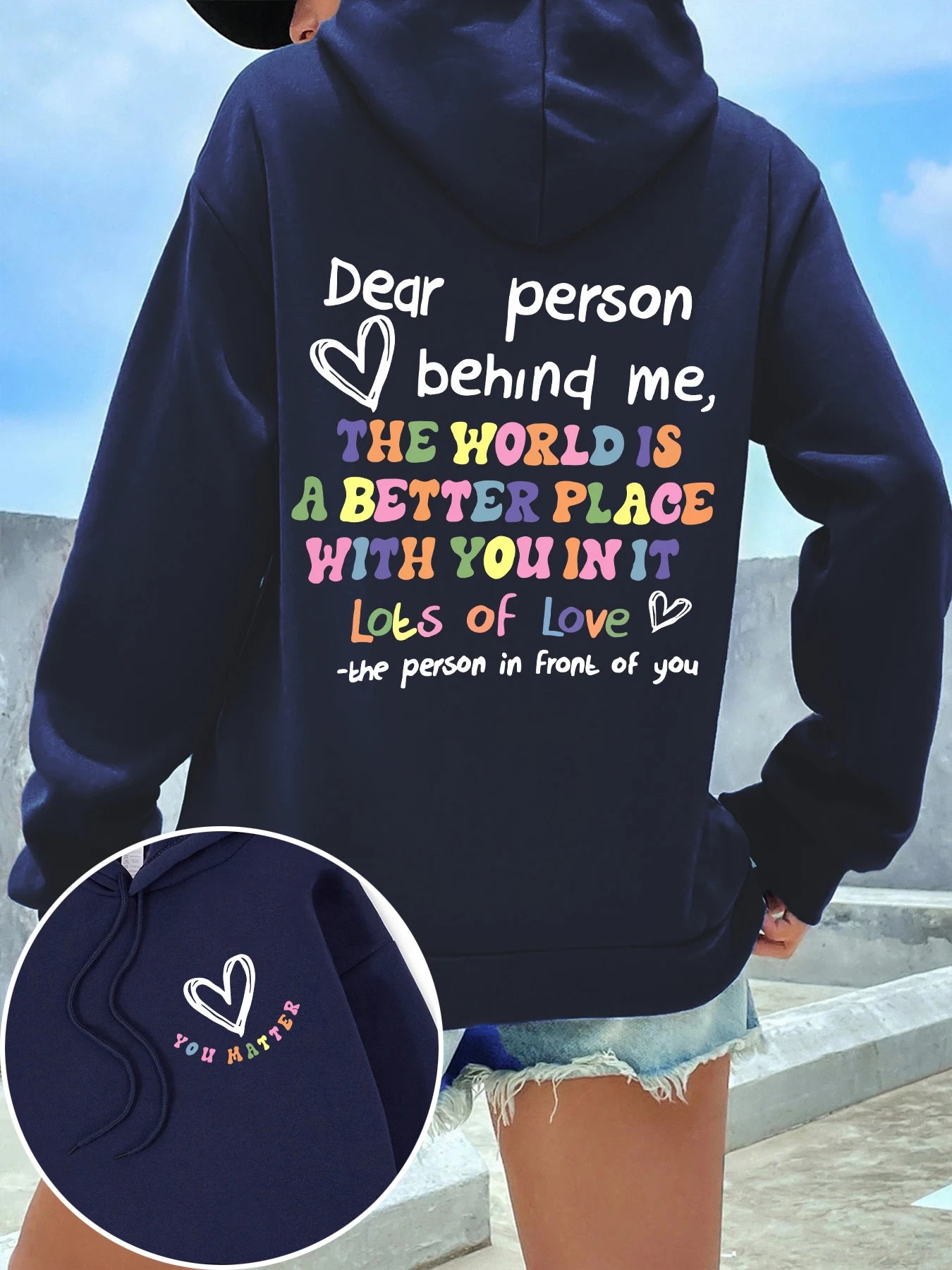Dear Person Behind Me Plus Size Hoodie Women Colored Letters Warm Fleece Hoody Fur-liner Spring Autumn Sweatshirt Y2K Casual Top