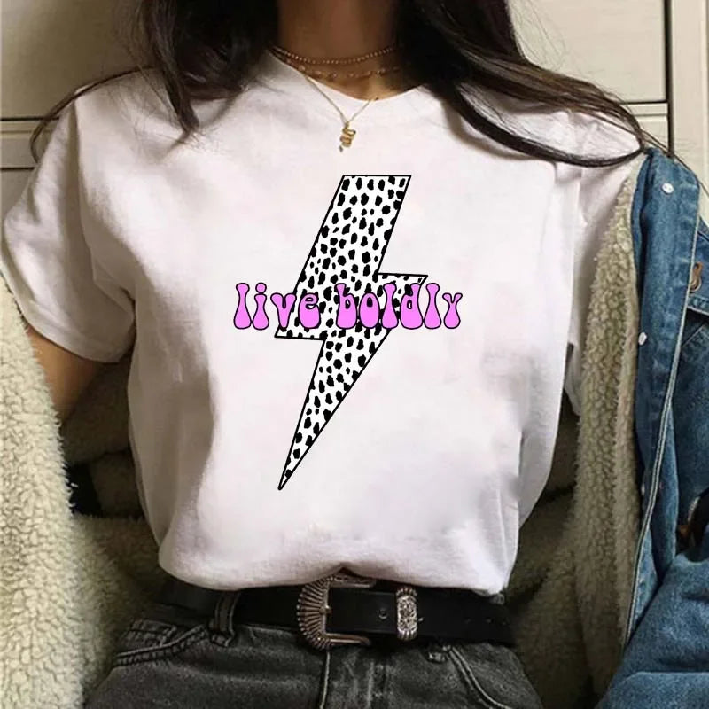 2024 Plus Size Womens Cartoon Graphic Star Printing T-shirts 90s Girls Style Casual Fashion Aesthetic Printed Female Top Tees