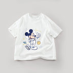 Disney Mickey Boys T Shirts Short Sleeved Tops Cartoon Cotton Kids Clothing Summer Casual Simple Children Tees Toddler Costume