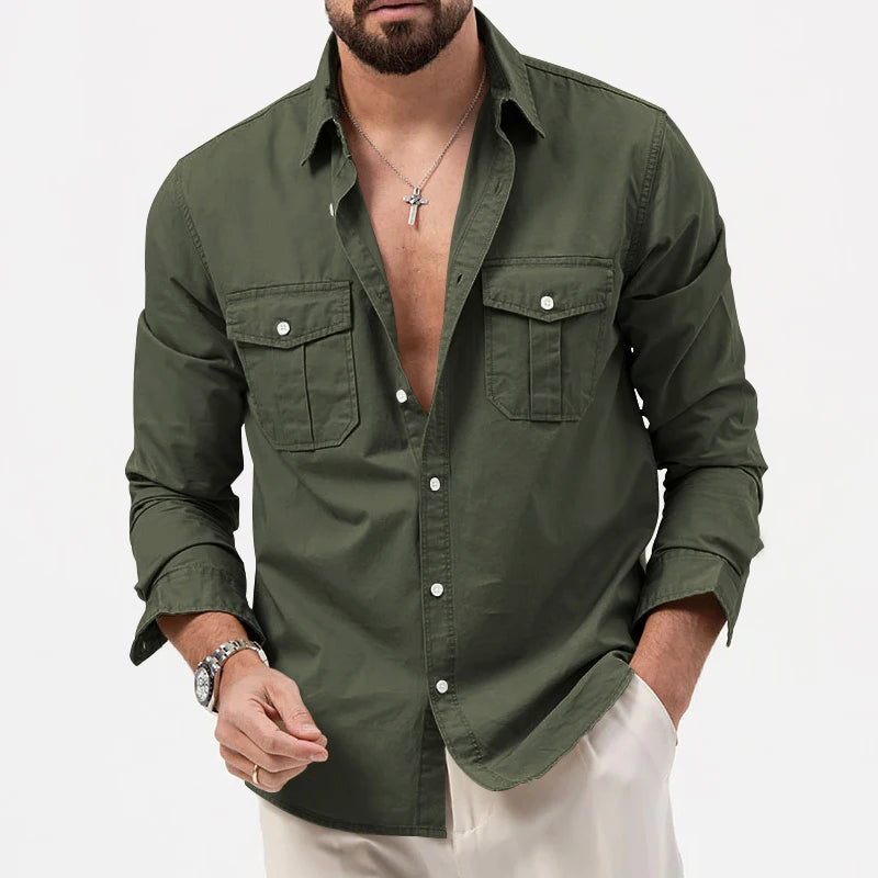 Men's Long Sleeve Shirt, Tiki Retro Solid Color Fitness Wear, Harajuku Street High Quality Fashion Jogging Fitness Autumn Shirt