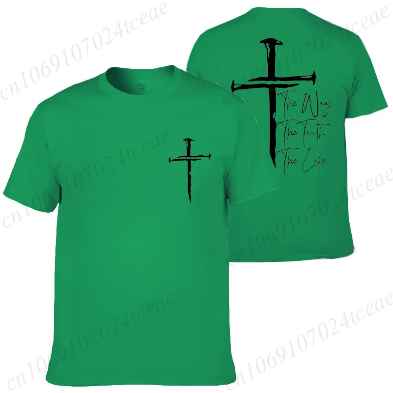 New Summer Men's T-Shirt Clothing Jesus Cross Vintage Printed Tees for Men Women Oversized Tops Christian Faith Shirt Clothing